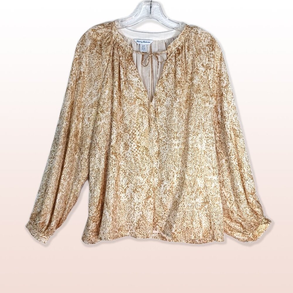 Tommy Bahama Playa Python Peasant Top with Shimmer Size S/P